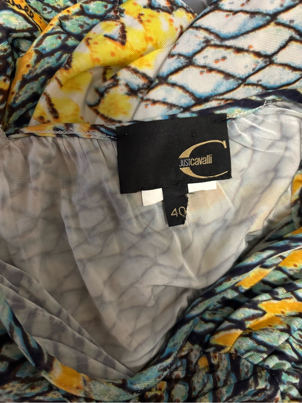 Just Cavalli Roberto Cavalli SS2008 Printed Ruched Corset Midi Dress Sz 40 - Picture 7 of 7